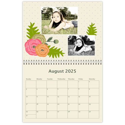 Wall Calendar 11 X 8 5 : Ranunculus Flowers2 By Jennyl Aug 2025