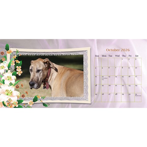 Pretty Floral Desktop Calendar By Deborah Oct 2026
