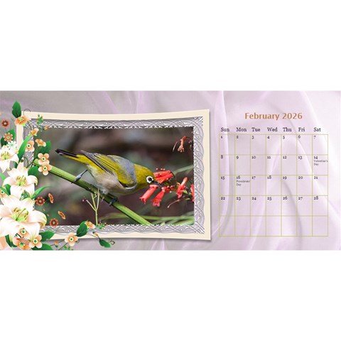 Pretty Floral Desktop Calendar By Deborah Feb 2026