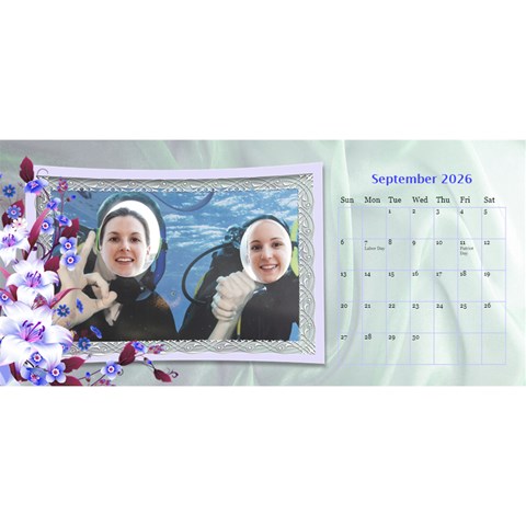Pretty Floral Desktop Calendar By Deborah Sep 2026