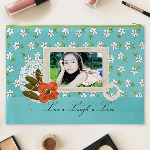 Cosmetic Bag (xxxl): Live Love Laugh By Jennyl Back