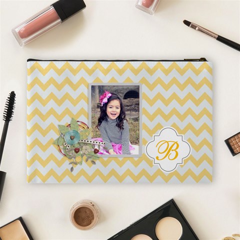 Cosmetic Bag (l): Yellow Chevron By Jennyl Back