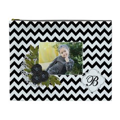 Cosmetic Bag (XL): Black Chevron