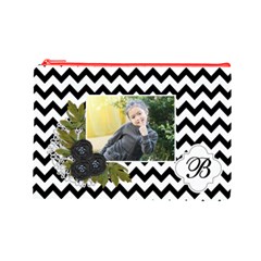 Cosmetic Bag (L): Black Chevron - Cosmetic Bag (Large)