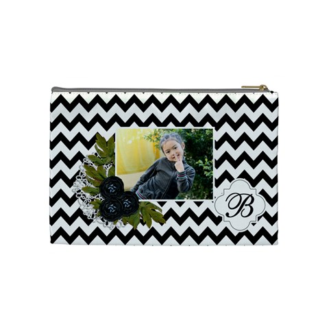Cosmetic Bag (m):  Black Chevron By Jennyl Back
