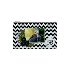 Cosmetic Bag (S):  Black Chevron (7 styles) - Cosmetic Bag (Small)