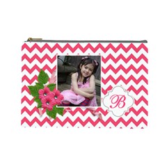 Cosmetic Bag (L): Pink Chevron - Cosmetic Bag (Large)