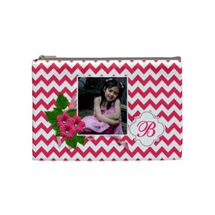 Cosmetic Bag (M):  Pink Chevron - Cosmetic Bag (Medium)