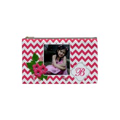 Cosmetic Bag (S):  Pink Chevron - Cosmetic Bag (Small)