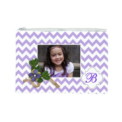 Cosmetic Bag (l): Violet Chevron By Jennyl Front