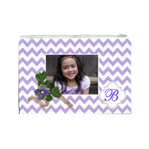Cosmetic Bag (l): Violet Chevron By Jennyl Back