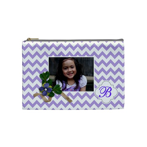 Cosmetic Bag (m):  Violet Chevron By Jennyl Front