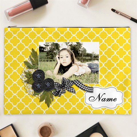 Cosmetic Bag (xxl): Black Ribbon By Jennyl Front
