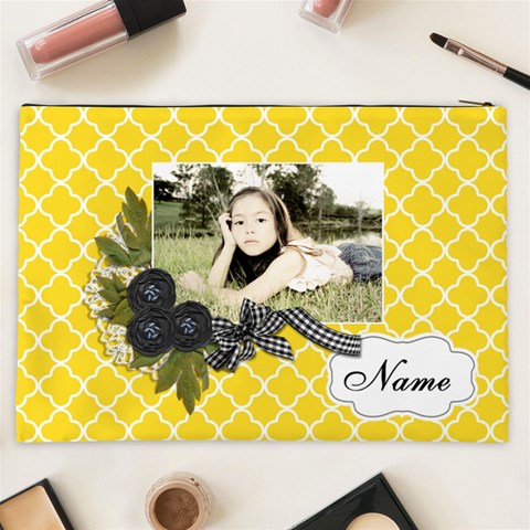 Cosmetic Bag (xxl): Black Ribbon By Jennyl Back