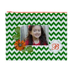 Cosmetic Bag (XL): Green Chevron