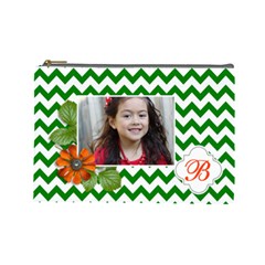 Cosmetic Bag (L): Green Chevron - Cosmetic Bag (Large)