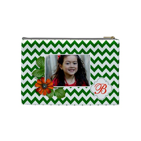 Cosmetic Bag (m): Green Chevron By Jennyl Back