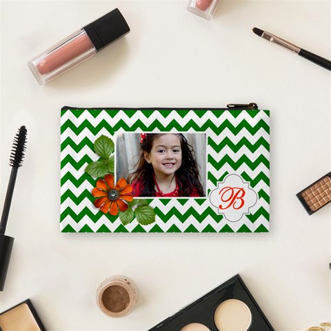 Cosmetic Bag (s): Green Chevron By Jennyl Back
