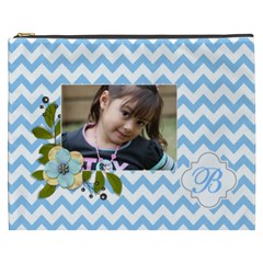 Cosmetic Bag (XXXL): Blue Chevron