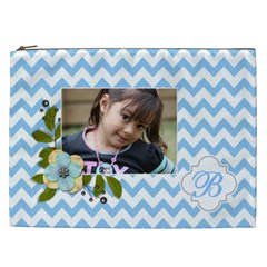 Cosmetic Bag (XXL): Blue Chevron