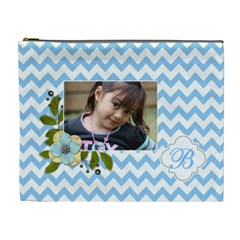 Cosmetic Bag (XL): Blue Chevron