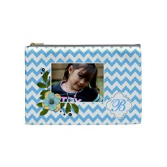 Cosmetic Bag (M): Blue Chevron - Cosmetic Bag (Medium)