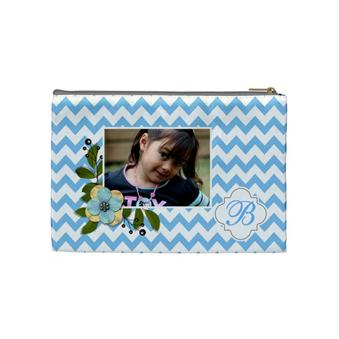 Cosmetic Bag (m): Blue Chevron By Jennyl Back