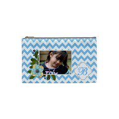 Cosmetic Bag (S): Blue Chevron - Cosmetic Bag (Small)