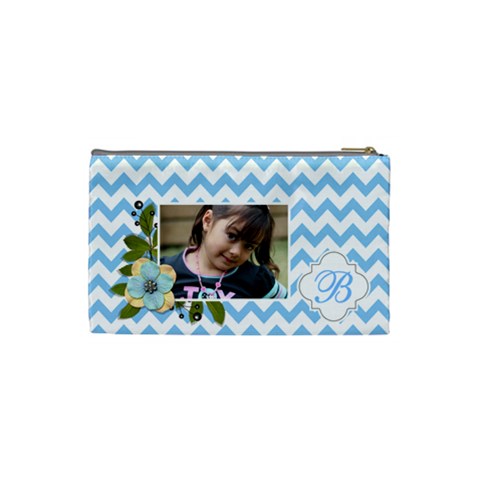 Cosmetic Bag (s): Blue Chevron By Jennyl Back