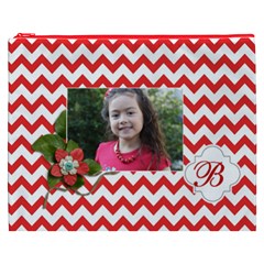 Cosmetic Bag (XXXL): Red Chevron