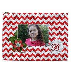 Cosmetic Bag (XXL): Red Chevron