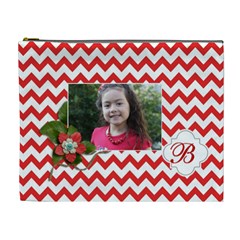 Cosmetic Bag (XL): Red Chevron