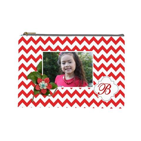 Cosmetic Bag (l): Red Chevron By Jennyl Front