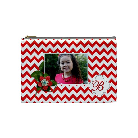 Cosmetic Bag (m): Red Chevron By Jennyl Front