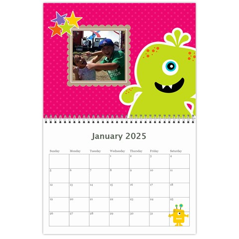 Wall Calendar 11 X 8 5 : Monsters By Jennyl Jan 2025