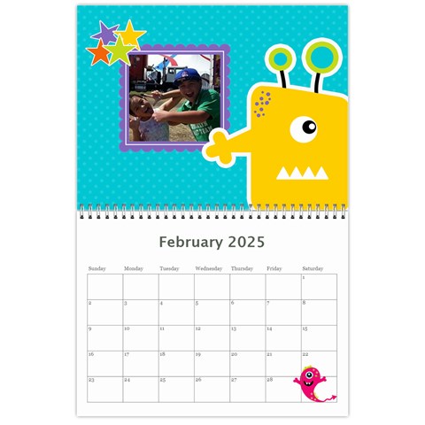 Wall Calendar 11 X 8 5 : Monsters By Jennyl Feb 2025