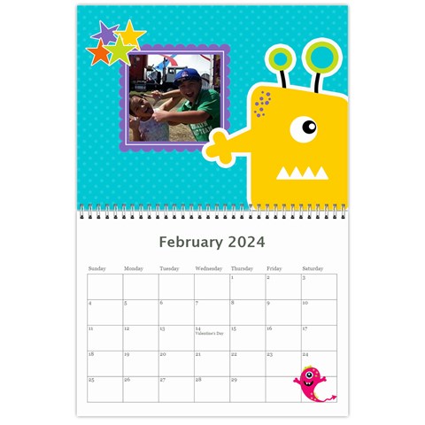 Wall Calendar 11 X 8 5 : Monsters By Jennyl Feb 2024