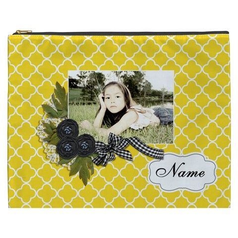 Cosmetic Bag (xxxl): Black Ribbon By Jennyl Front