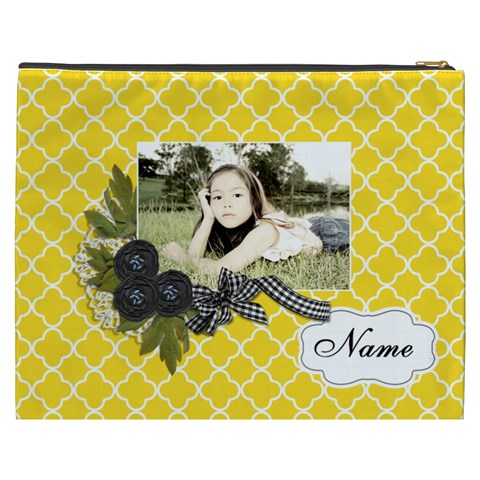 Cosmetic Bag (xxxl): Black Ribbon By Jennyl Back