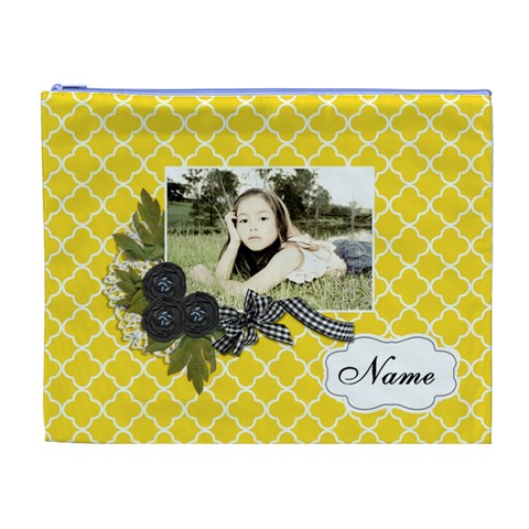 Cosmetic Bag (xl): Black Ribbon By Jennyl Front