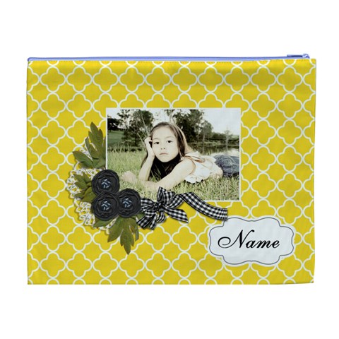 Cosmetic Bag (xl): Black Ribbon By Jennyl Back