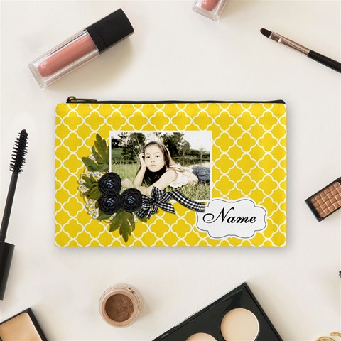 Cosmetic Bag (m): Black Ribbon By Jennyl Front