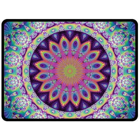 Neon Fractal Mandala By Alex Hanley 80 x60  Blanket Back