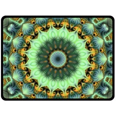 Green Fractal Shroom - Two Sides Fleece Blanket (Large)