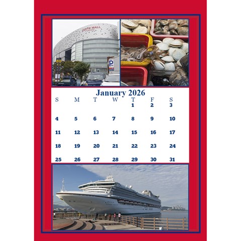 Red And White Multi Photo Calendar 2026 By Deborah Jan 2026
