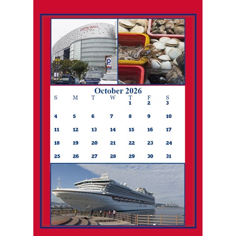 Red And White Multi Photo Calendar 2026 By Deborah Oct 2026