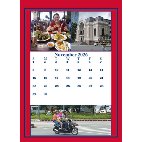 Red And White Multi Photo Calendar 2026 By Deborah Nov 2026