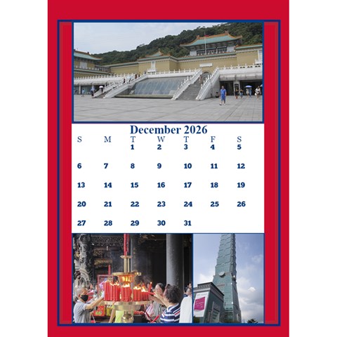 Red And White Multi Photo Calendar 2026 By Deborah Dec 2026