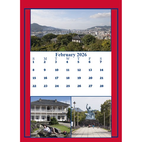 Red And White Multi Photo Calendar 2026 By Deborah Feb 2026