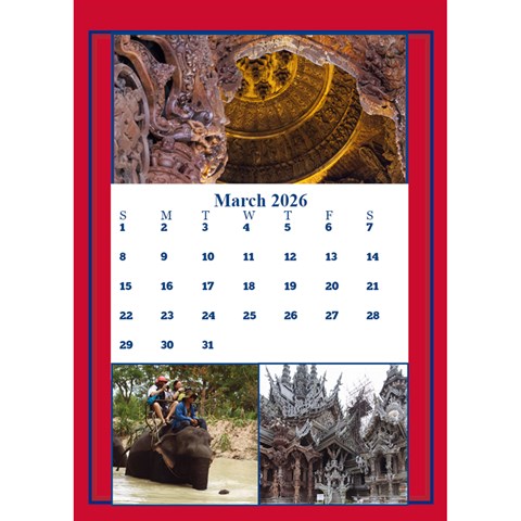 Red And White Multi Photo Calendar 2026 By Deborah Mar 2026